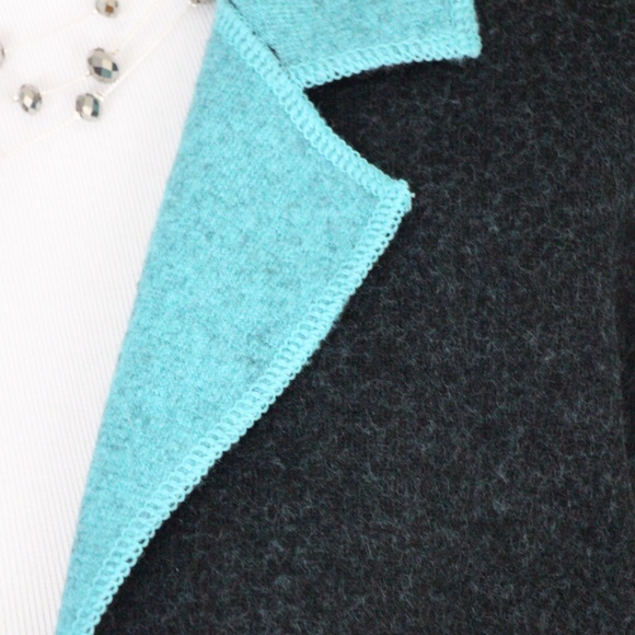 CATHERINE STEWART Gray & Turquoise Wool Jacket - Picture 7 of 8